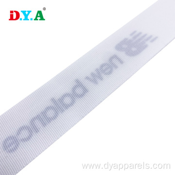 white silicone print polyester grosgrain webbing strap 25mm